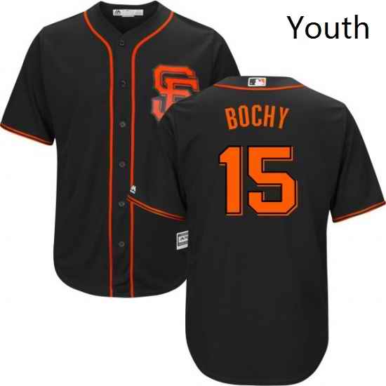 Youth Majestic San Francisco Giants 15 Bruce Bochy Authentic Black Alternate Cool Base MLB Jersey